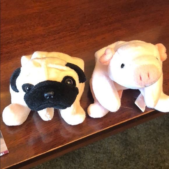 EUC Pig (Squealer) & Pug (Pugsly) Beanie Babies - Picture 12 of 15